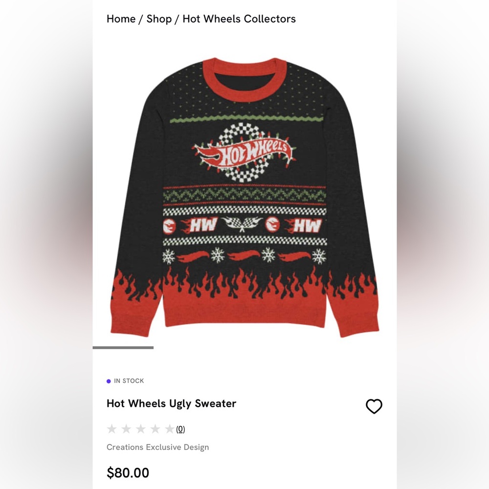 HOT WHEELS UGLY CHRISTMAS SWEATER